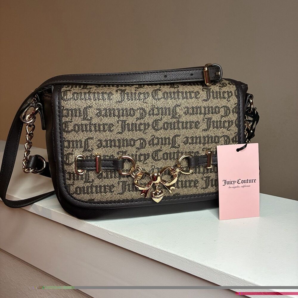 JUICY COUTURE~Sweetie Pie Crossbody Satchel Dark Brown Logo Charm NWT